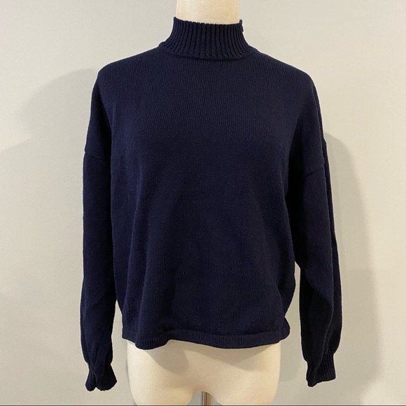 St. John Navy sweater with back leather patchwork - Picture 2 of 8